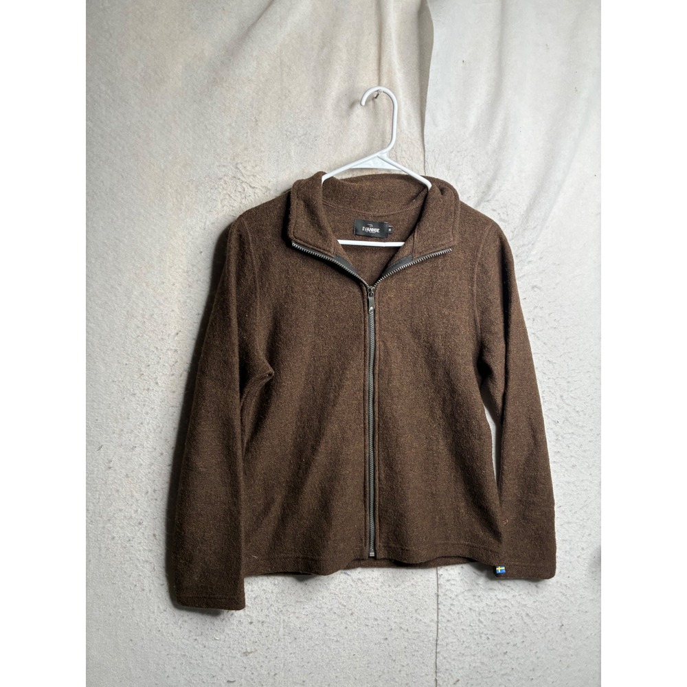 Ivanhoe of Sweden Brown Boiled Wool Full Zip Sweater Jacket Womens 38